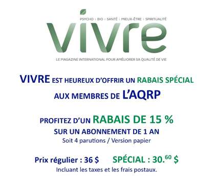 Spécial Abonnement AQRP - 15%