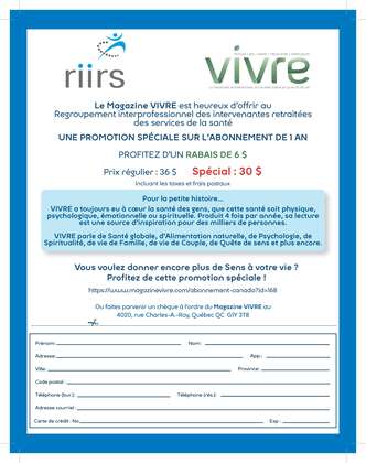 Promotion Spéciale d'abonnement pour les membres du RIIRS